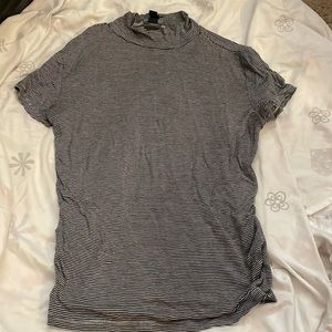 Mock neck stripped tee.